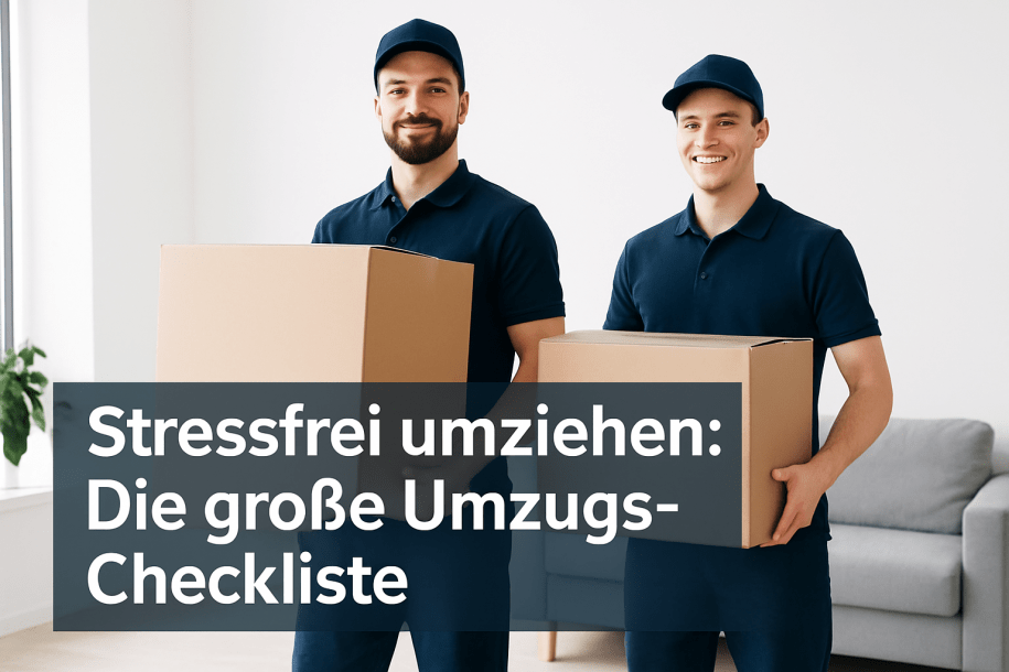 Zwei Umzugsmänner mit Kisten
