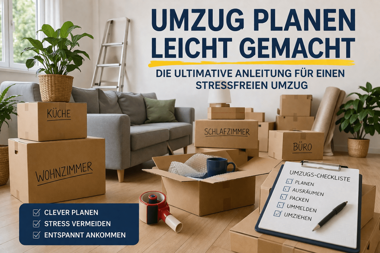 Ordentlich gestapelte Umzugskartons in heller Wohnung