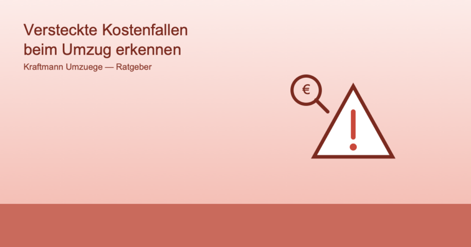 Illustration einer Lupe mit Eurozeichen und Rechnung als Symbol fuer versteckte Kostenfallen beim Umzug