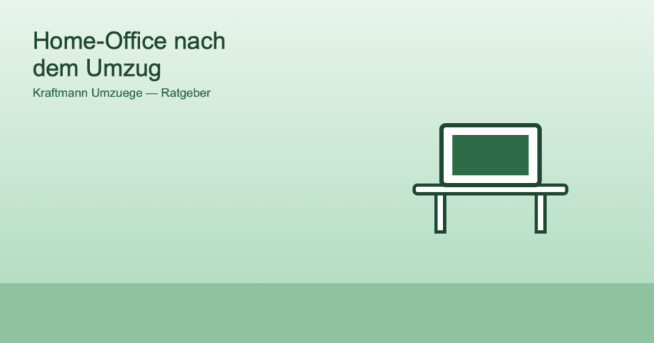 Illustration Schreibtisch und Regal als Symbol fuer die Einrichtung eines Home-Office nach dem Umzug