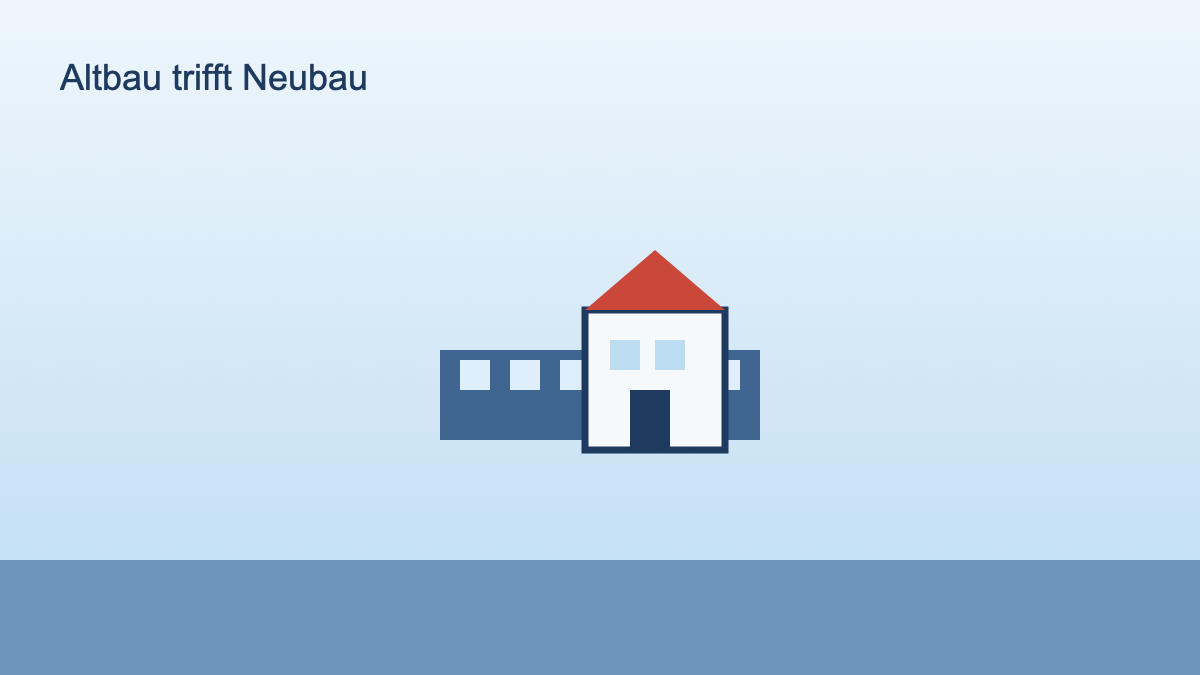 Illustration eines Altbaus und eines Neubaus nebeneinander als Symbol fuer bauliche Unterschiede beim Umzug