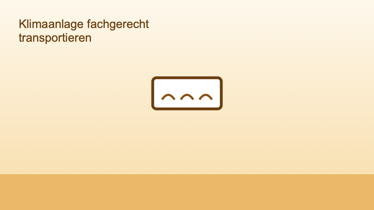 Illustration eines Klimageraets beim fachgerechten Transport im Sommer