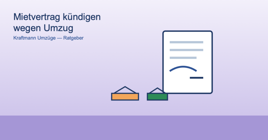 Kündigungsschreiben neben zwei symbolischen Häusern für doppelte Miete beim Umzug