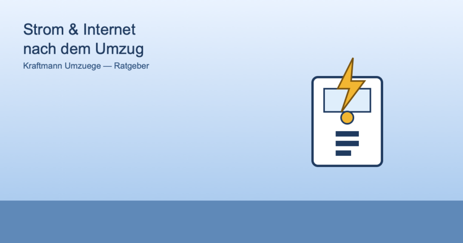 Illustration eines Hauses mit Stromzähler und Blitzsymbol als Sinnbild für Strom- und Internetanmeldung nach dem Umzug