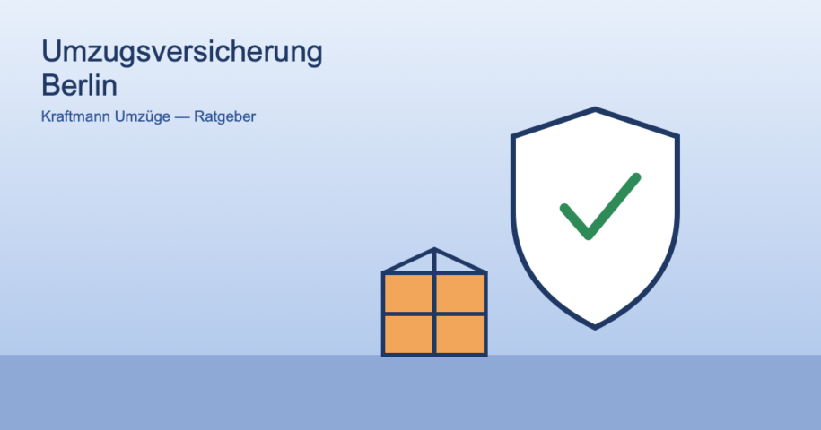 Schild mit Häkchen schützt ein Umzugskarton als Symbol für Umzugsversicherung